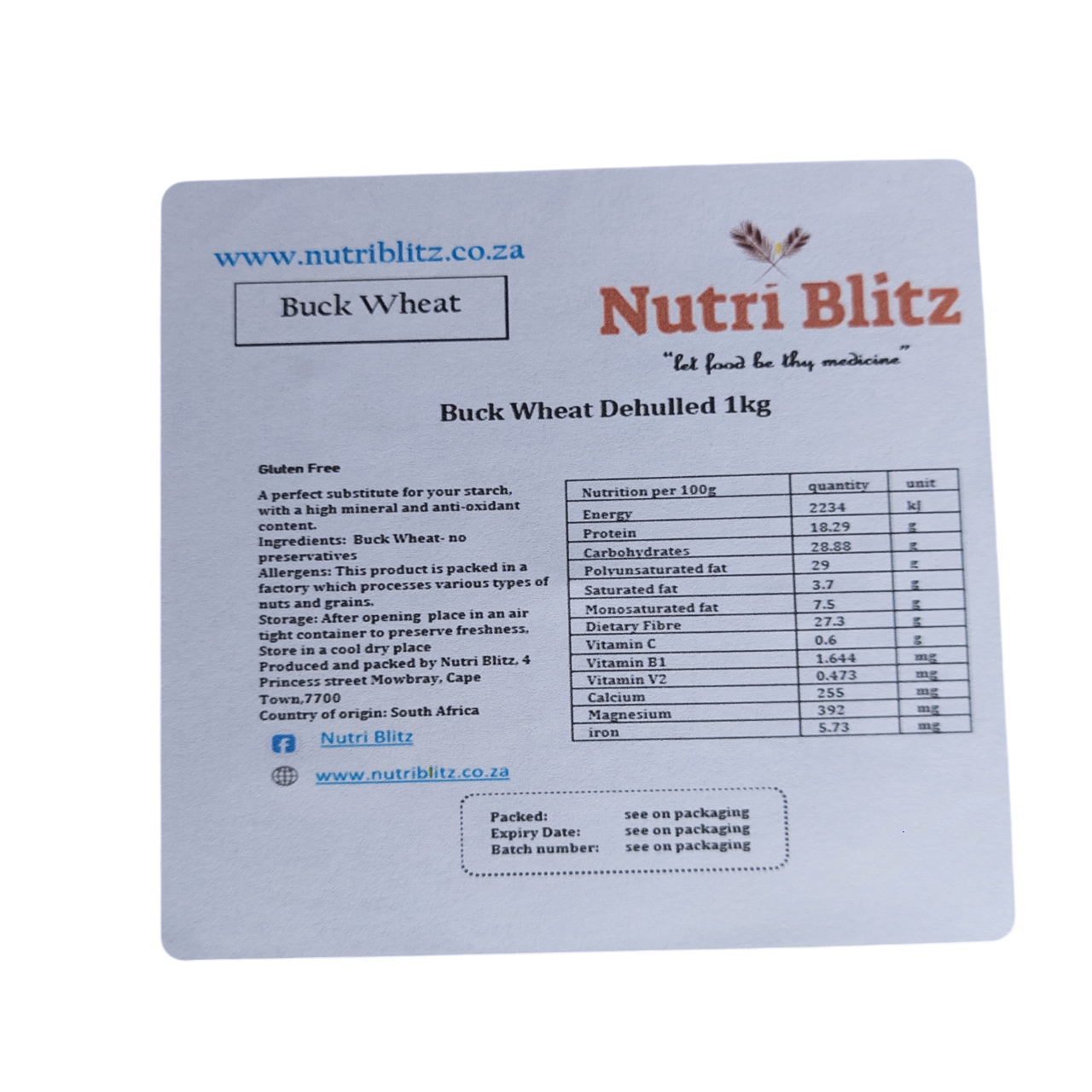 Buck Wheat Dehulled 1kg